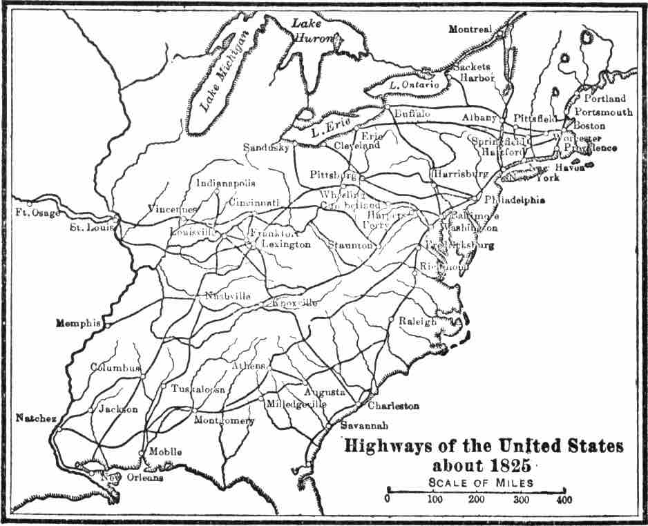 Highways of the United States, ca. 1825