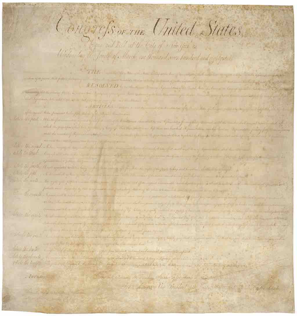 The Bill of Rights of the United States of American
