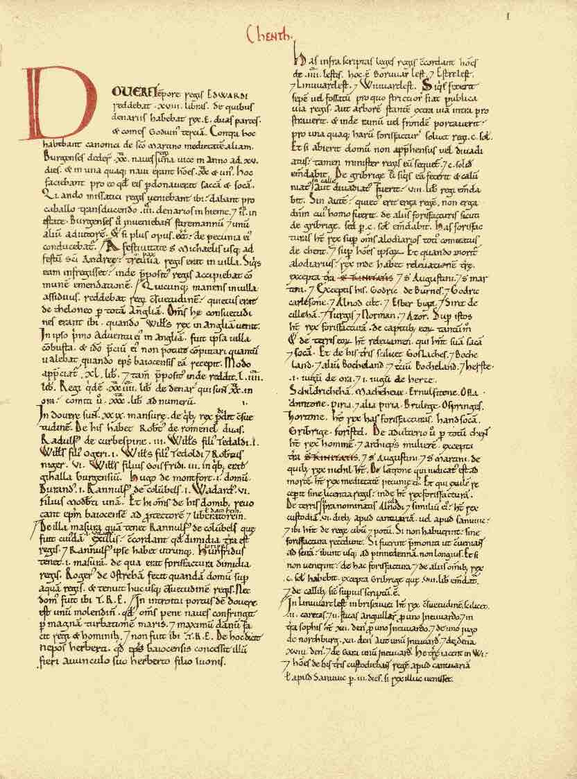Kent, page 1 of the Domesday Book