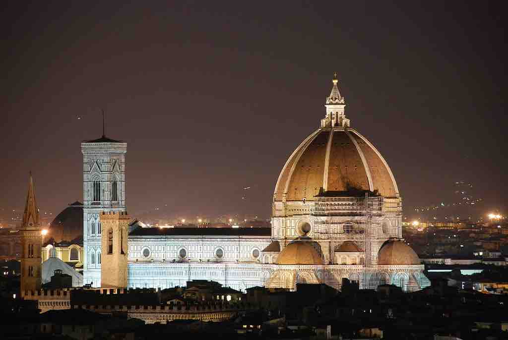 Duomo in Florence, Italy, seen at night from Michelangelo's Piazza