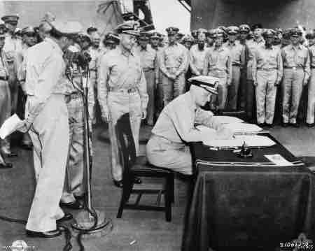 Nimitz signs Japanese surrender