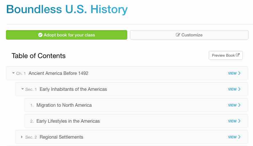 Example Boundless table of contents