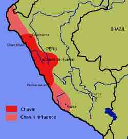 Map Showing Location of the Chavín