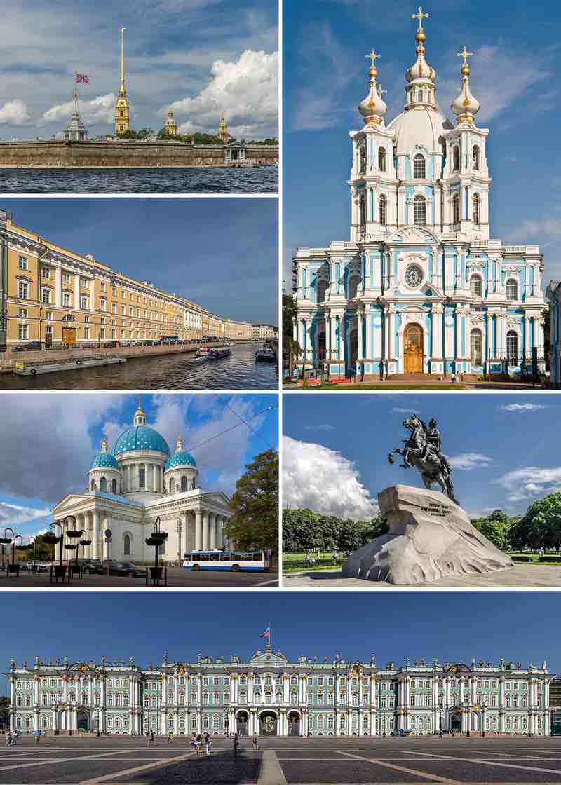 Collage of pictures from St. Petersburg