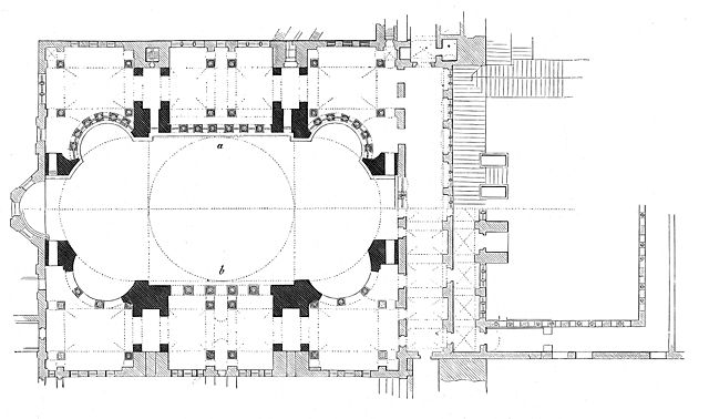 Isidorus of Miletus and Anthemius of Tralles. Hagia Sophia, plan