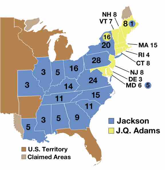 Electoral College votes in the election of 1828