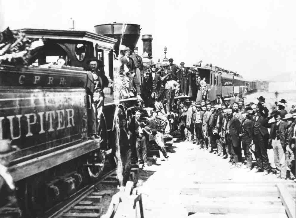 Celebration of completion of the Transcontinental Railroad on May 10, 1869
