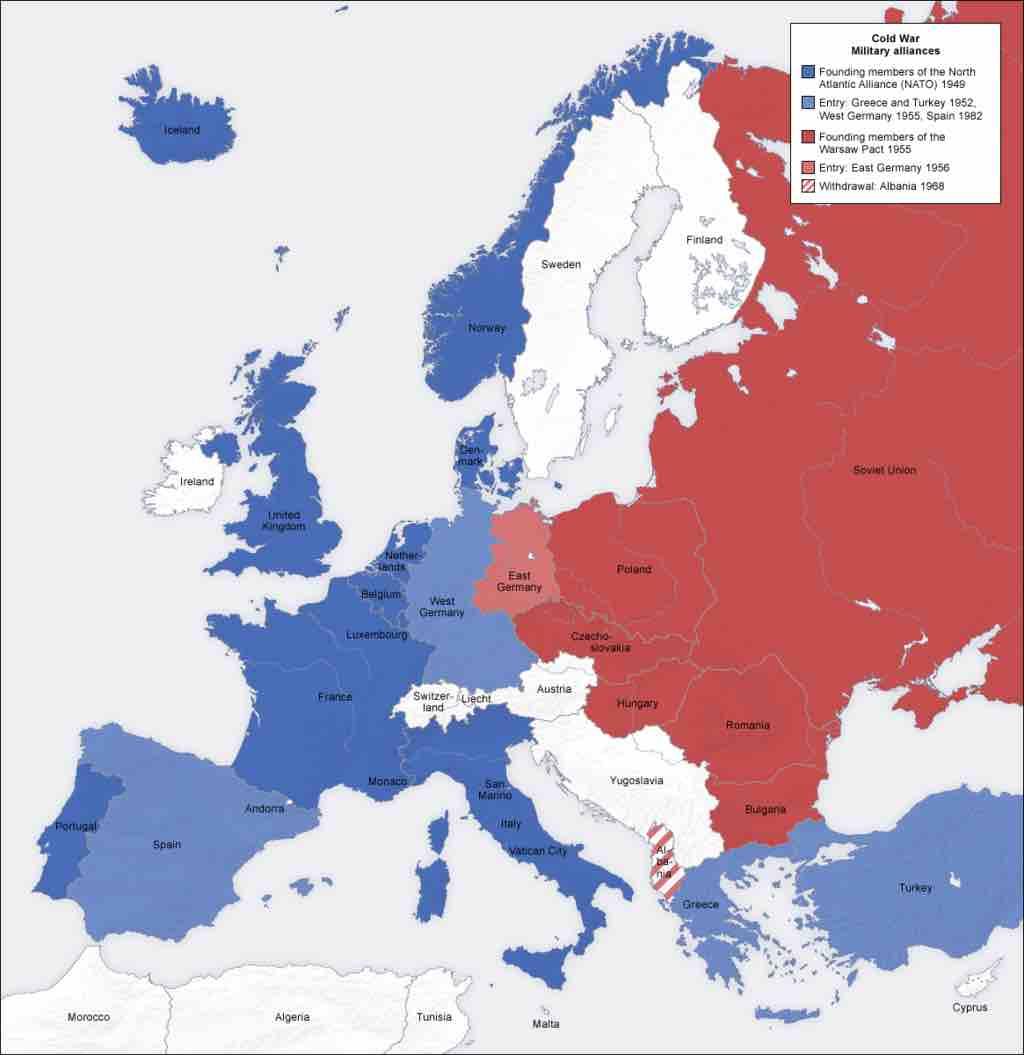 Cold War European Military Alliances Map
