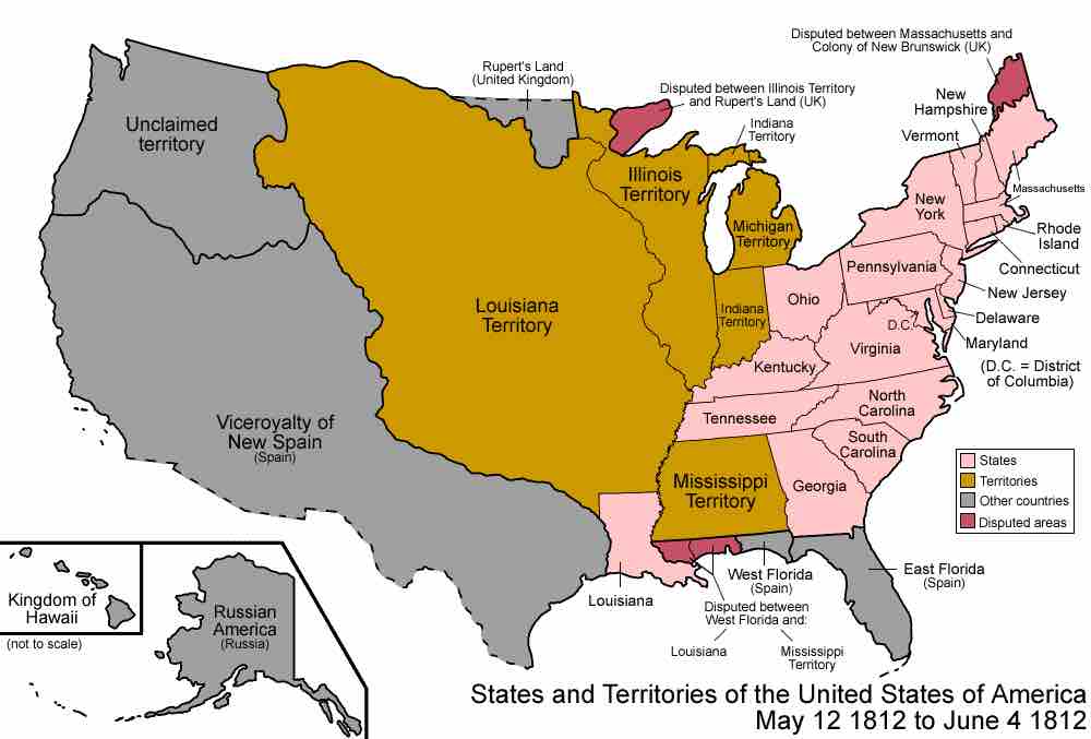 Disputed territories in the War of 1812
