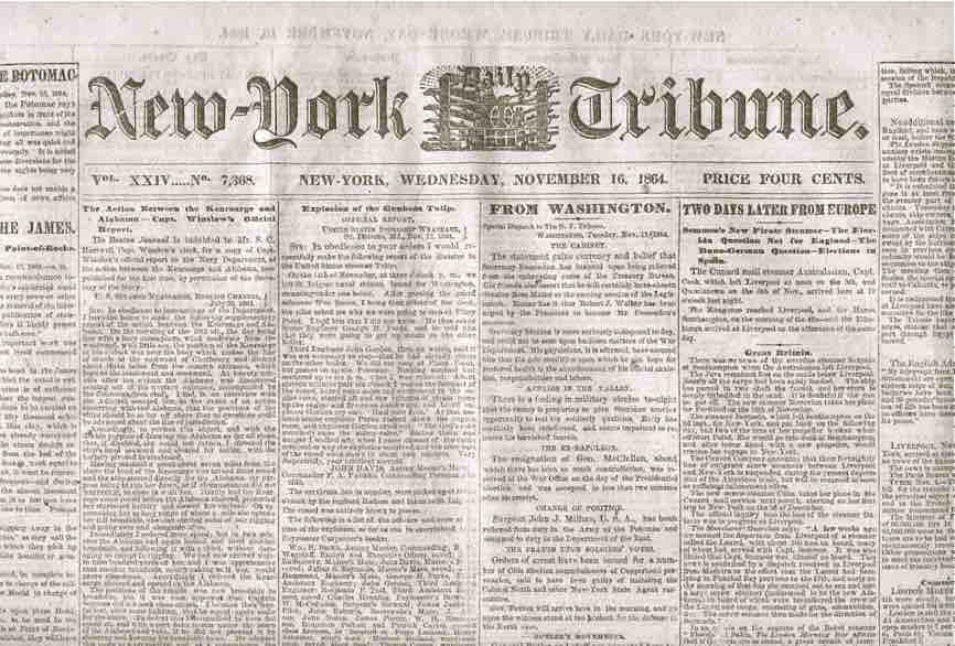 November 16, 1864 edition of the <em>New York Tribune</em>