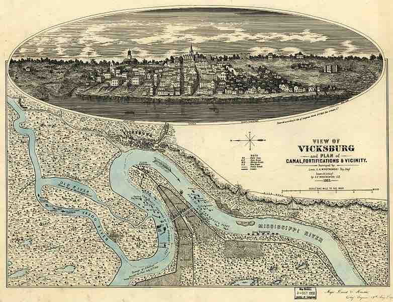 View of Vicksburg, Mississippi, 1863, during the American Civil War