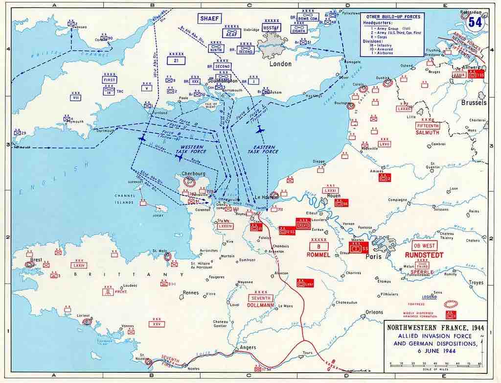 Map of Allied Invasion, D-Day