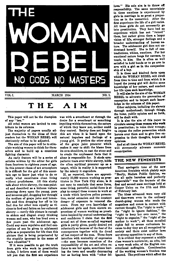 Front page of "The Woman Rebel"