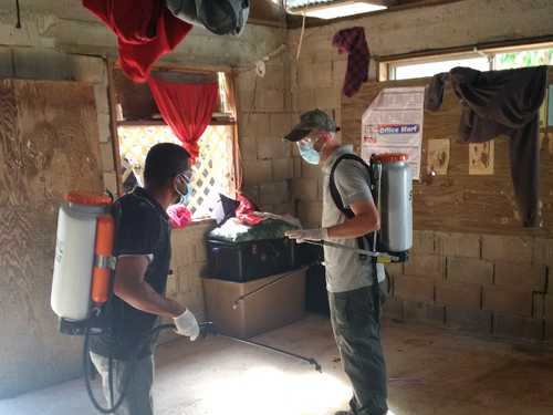 	two men conducting mosquito spraying 