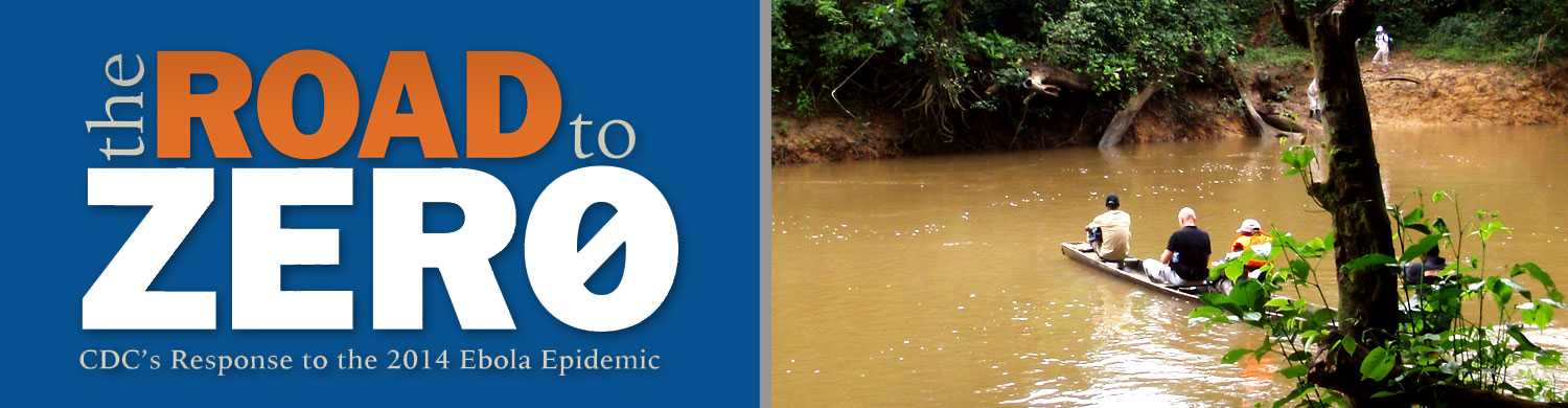 RITE (Rapid Isolation and Treatment of Ebola) team members take a canoe as the last leg of their day-long journey to a remote village with suspected Ebola cases.