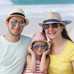 Family of three on a beach