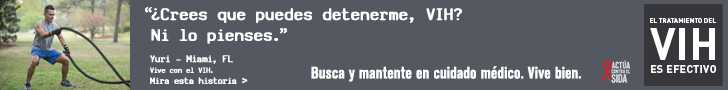 	Valla digital de la campaña de CDC:  ¿Crees que puedes detenerme, VIH? Ni lo pienses, dijo Yuri de Miami, Florida. El Tratamiento del VIH es Efectivo. Busca y mantente en cuidado médico. Vive bien. Mira esta historia cdc.gov/HIVTreatmentWorks. (English: CDC Campaign banner of Yuri, a person living with HIV: Think you can slow me down, HIV? Not in this lifetime, says Yuri of Miami, Florida. HIV Treatment Works. Get in Care. Stay in Care. Live Well. Hear his story at cdc.gov/HIVTreatmentWorks.)