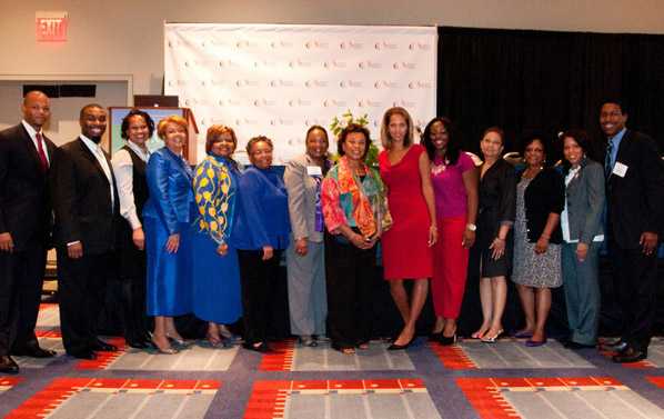 Picture of co-chairs and Barbara Lee