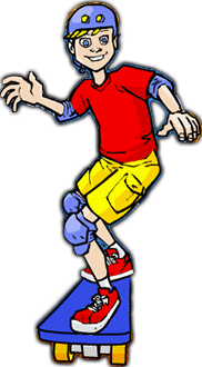 Cartoon drawing of a boy riding his skateboard