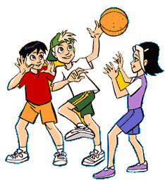 friends playing basketball