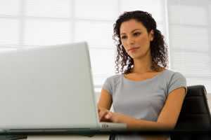 Woman using laptop