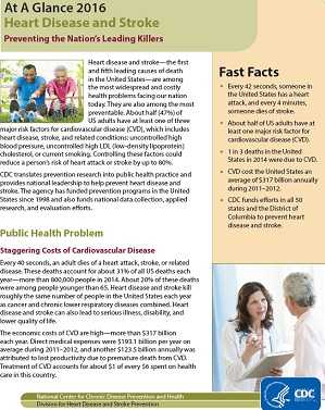 At A Glance 2016 Heart Disease and Stroke cover