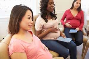 Pregnant women at a class