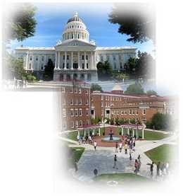 Government buildings and the capital building.