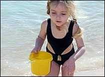 girl playing with water