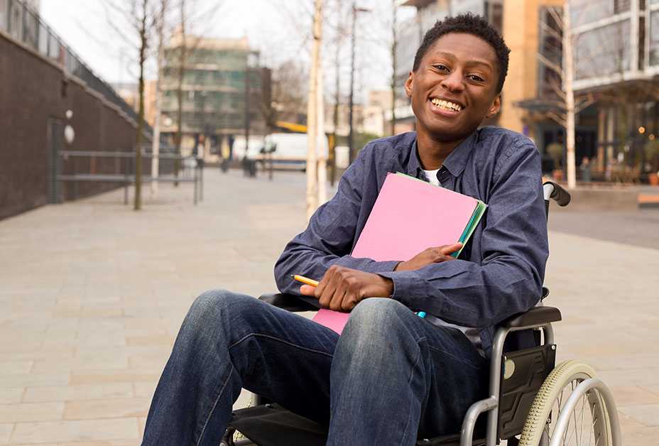 Young man in wheelchair