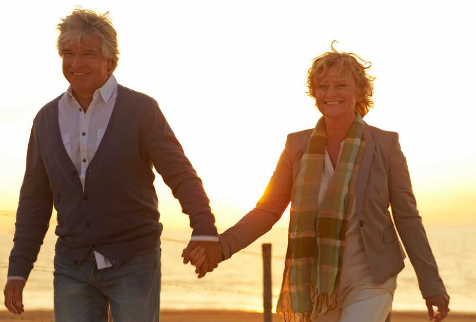 Couple walking on beach