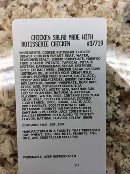 	Image of rotisserie chicken salad label