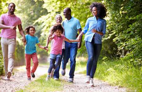 Famiy going for a walk