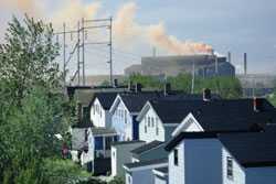 Houses in front of chemical plant