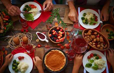 Family enjoying Thanksgiving dinner