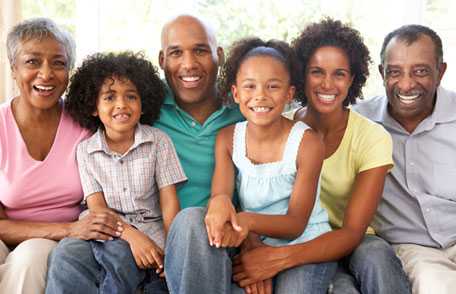 Large family smiling