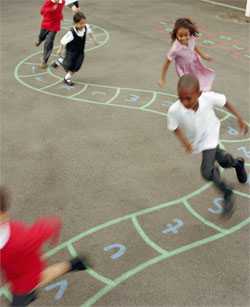 Students playing outside during reccess