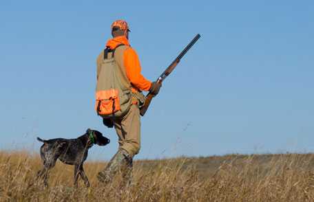 Man and dog going hunting