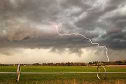 Lightning striking populated area