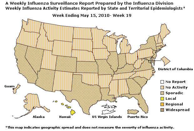 U. S. Map for Weekly Influenza Activity