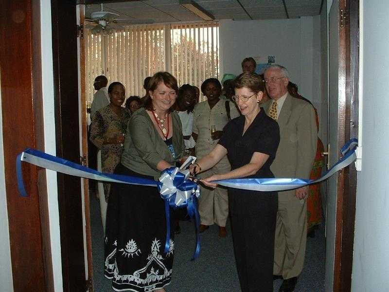 Valerie Koscelnik, CDC Rwanda’s first Chief of Party at the official opening ceremony. 