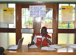 Photo of an Ebola alert desk