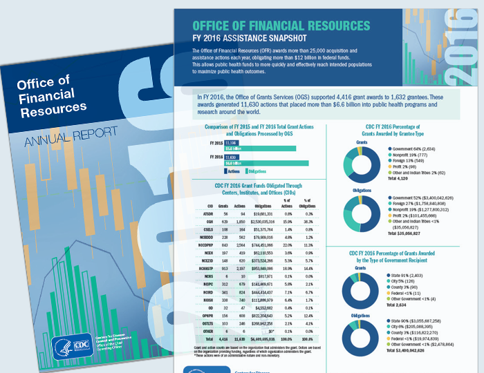 Screenshot of CDC's Grants Fiscal Year 2016 Assistance Snapshot