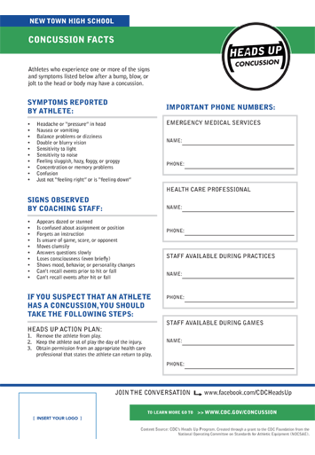 Concussion Fact Sheet for Coaches PDF image