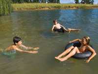 Children playing in a river