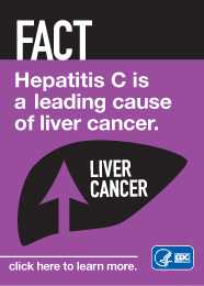 Campaign Badge which reads, 'FACT: Hepatitis C is a leading cause of liver cancer. Click here to learn more.'