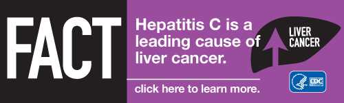 Campaign Badge which reads, 'FACT: Hepatitis C is a leading cause of liver cancer. Click here to learn more.'