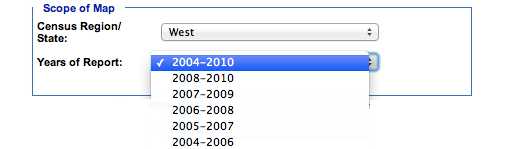 Image: Scope of Map subcategory, Years of Report. In this subcategory, you must select the year.