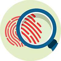 Magnifying glass over fingerprint