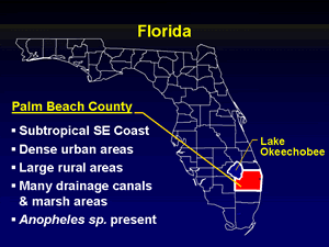 Map of Florida showing location of Palm Beach